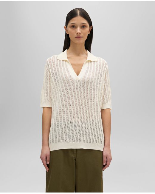 Aspesi White Poloshirt Aus Leinen-Baumwoll-Mix