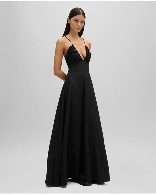 Aspesi Black Langes Kleid Aus Seiden-CrãPe De Chine