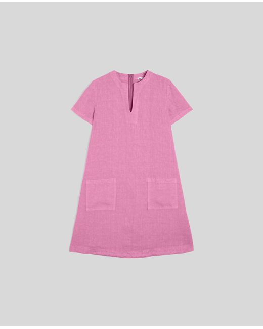 Aspesi Pink Kurzes Kleid Aus Geflammtem Leinen