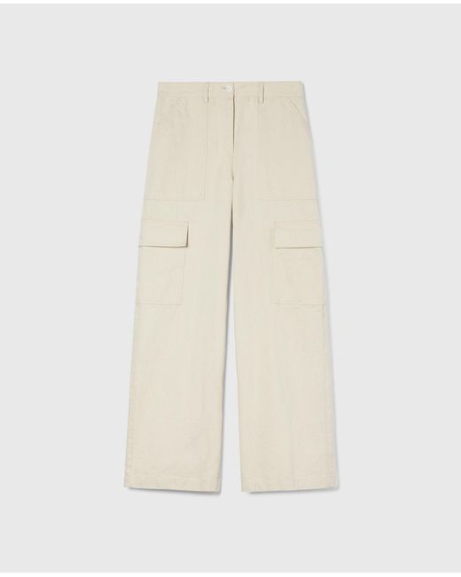 Pantalone A Gamba Larga Stile Cargo di Aspesi in White