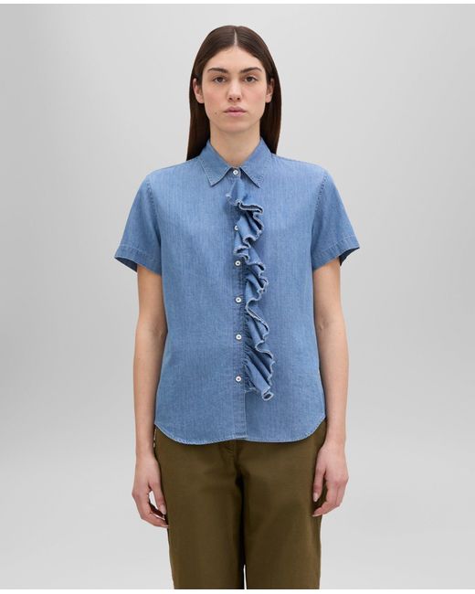 Aspesi Blue Hemdbluse Aus Denim Mit RãSchen