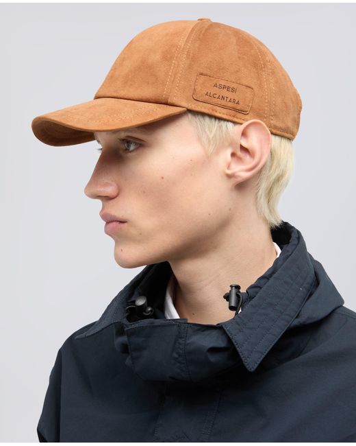 Aspesi Brown Hut Aus Alcantara Mit Schirm