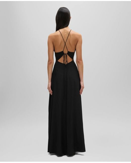 Aspesi Black Langes Kleid Aus Seiden-CrãPe De Chine