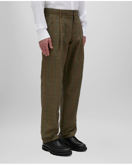 Aspesi Hose Aus Einem Leinengemisch Mit Glencheck-Muster in Green für Herren