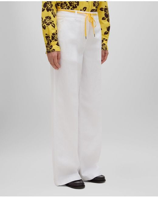 Aspesi White Hochbund-Hose Aus Baumwolle Und Leinen