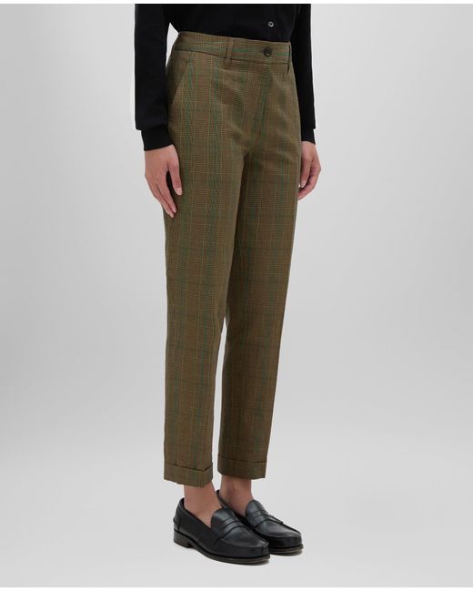 Aspesi Green Hose Aus Seersucker Mit Glencheck-Muster