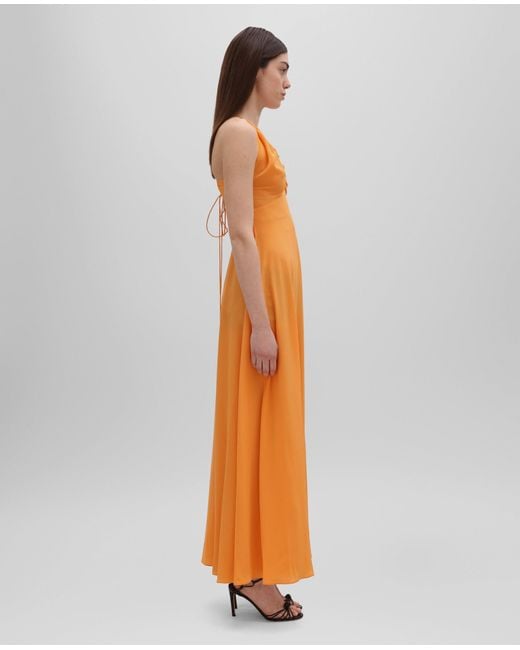 Aspesi Orange Langes Kleid Aus Seiden-CrãPe De Chine