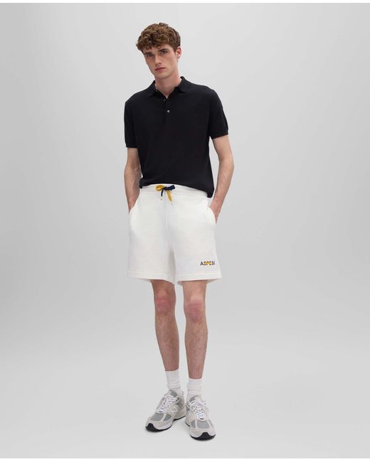 Aspesi Bermuda-Shorts Aus Stuckgefarbter, Gebursteter Baumwolle in White für Herren