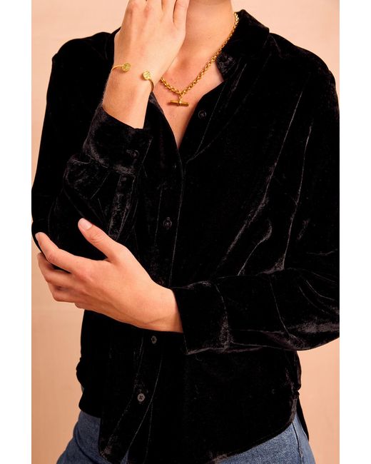 Aspiga Black Ladies Ethical Velvet Shirt Winter