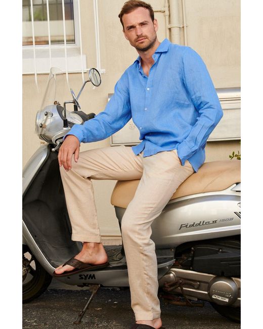 Aspiga Blue Sustainable Premium Linen Shirt Summer Holiday for men