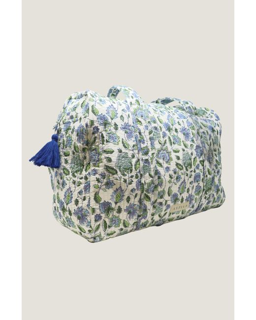 Aspiga Blue Block Print Organic Cotton Weekend Bag
