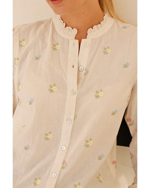 Aspiga Green Sustainable Embroidered Cosima Ecru Shirt Summer Holiday