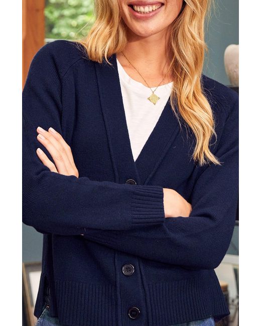 Aspiga Blue Ladies Sustainable Swing V Neck Cardigan Merino Wool