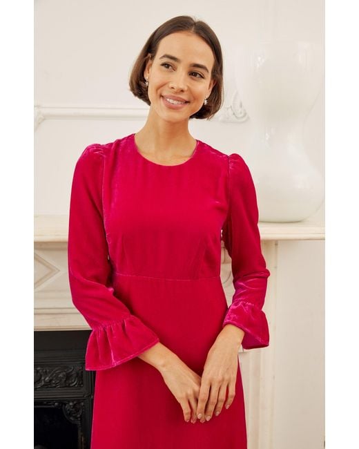 Aspiga Red Ladies Ethical Victoria Velvet Viscose Dress