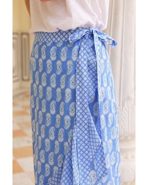 Aspiga Blue Ladies Sustainable April Paisley Wrap Summer Cotton Skirt