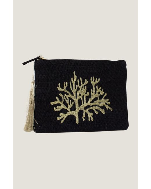 Aspiga Black Ladies Sustainable Coral Clutch Woven