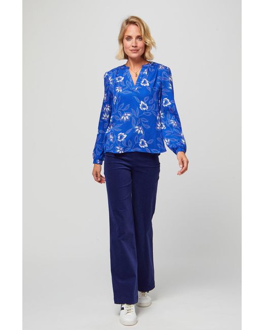 Aspiga Blue Ladies Ethical Olivia Blouse Tencel Satin Floral
