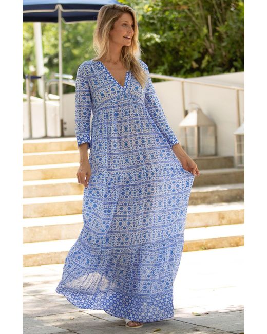 Aspiga Blue Mykonos Maxi Dress | White