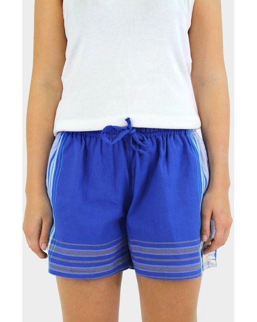 Aspiga Blue Sustainable Kikoy Beach Shorts Summer Holiday Beach Side