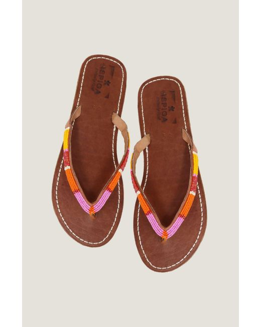 Aspiga Multicolor Sustainable Leather And Glass Beaded Handmade Sandals