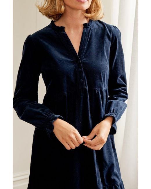 Aspiga Blue Ladies Sustainable Liv Corduroy Organic Cotton Midi Dress