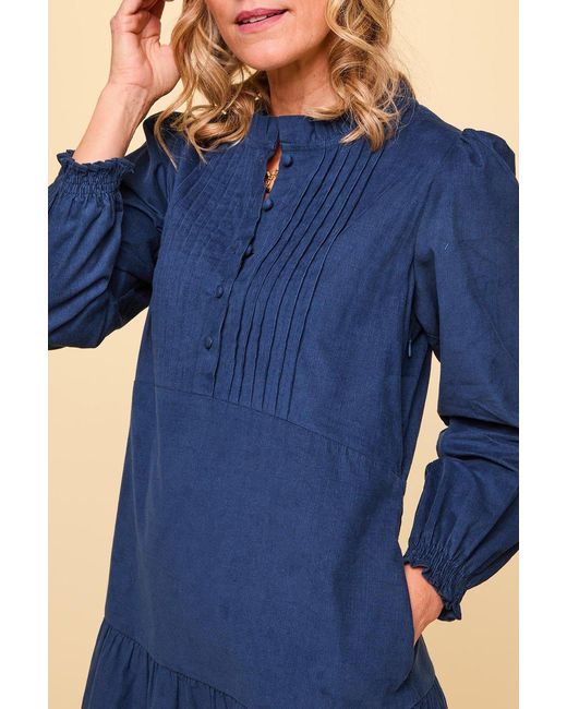 Aspiga Blue Ladies Sustainable Stema Mini Corduroy Dress
