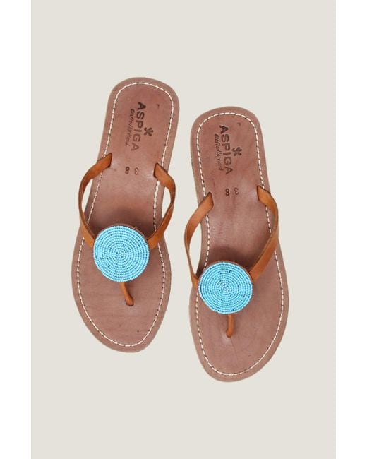 Aspiga Multicolor Ladies Sustainable Beaded Handmade Sandals Leather And Glass