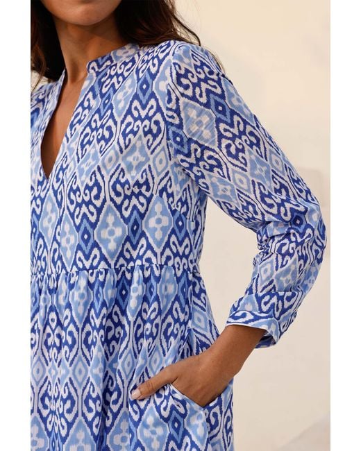 Aspiga Blue Sustainable Mara Dress Organic Cotton Printed Summer Holiday