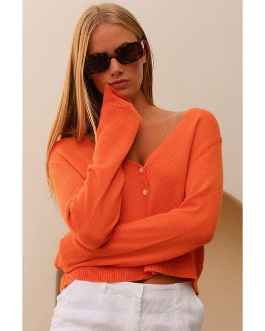 Aspiga Orange V Neck Cardigan