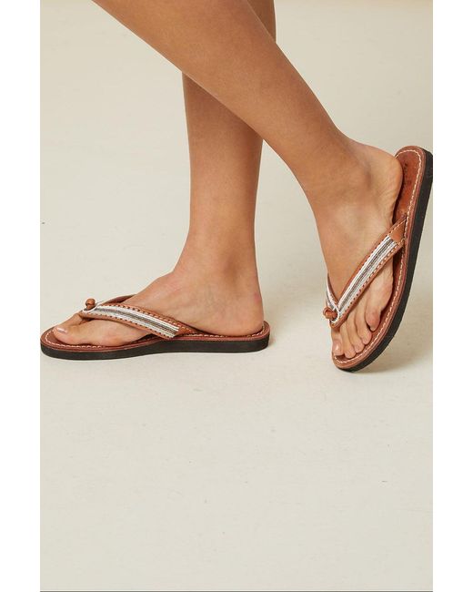 Aspiga White Sustainable Kenyan Beaded Tanzi Sandals Leather And Glass Beaded Summer Holiday Flip Flops