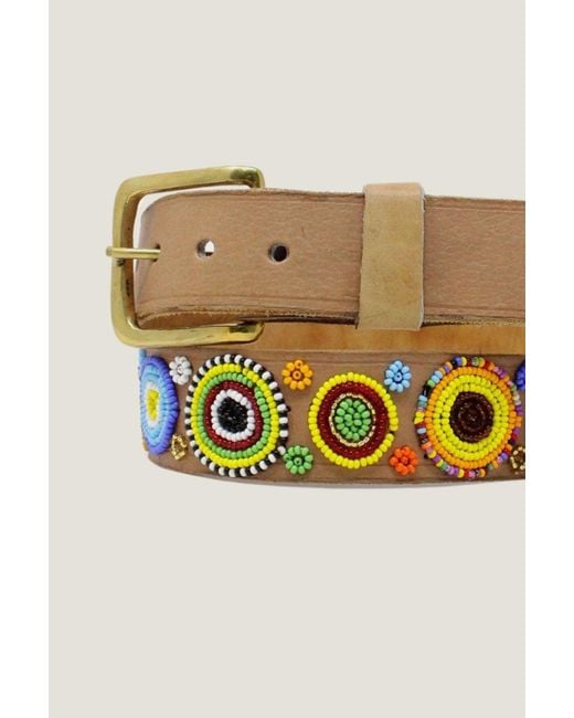 Aspiga Multicolor Sustainable Kenyan Beaded Maasai Circles Belt Leather And Glass Beads