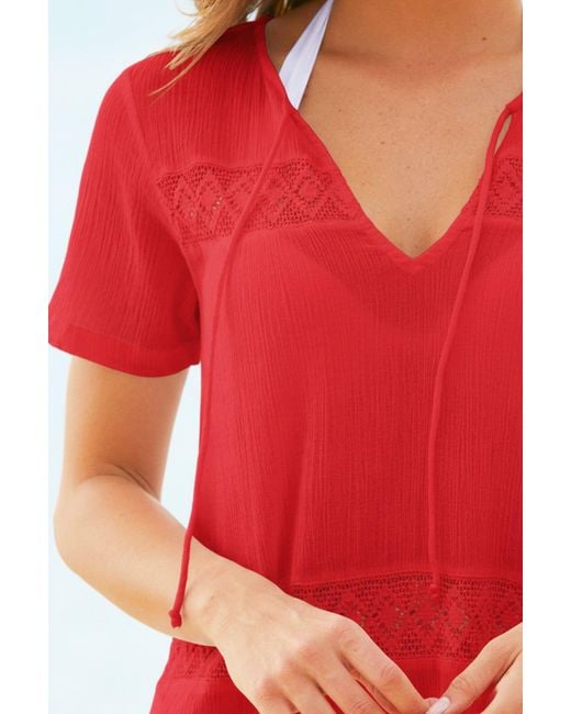 Aspiga Red Sustainable Roxy Kaftan Dress Beach Cover Up