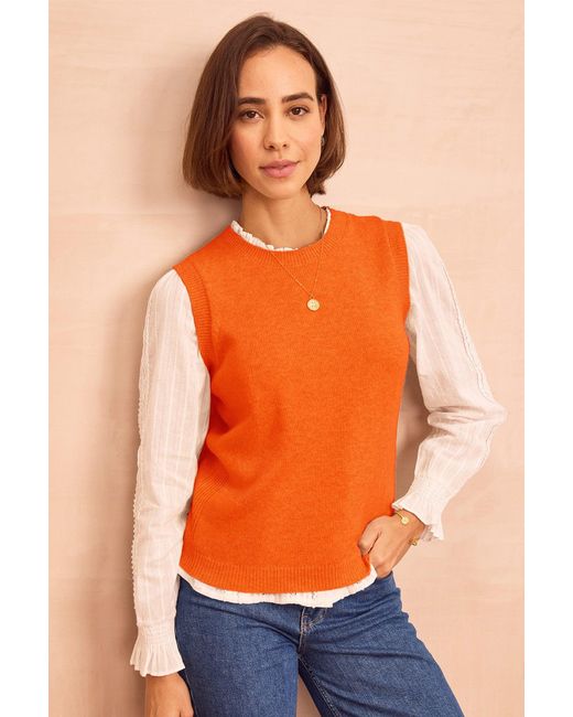 Aspiga Ladies Sustainable Merino Wool Short Knitted Orangetank
