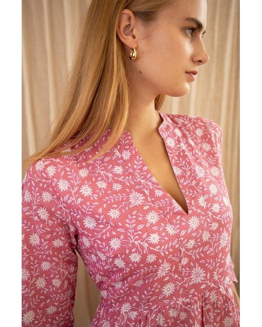 Aspiga Pink Sustainable Mara Dress Organic Cotton Printed Summer Holiday