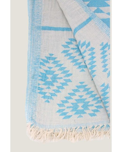 Aelia Anna Blue Aspiga Ladies Sustainable Cotton Pestemal Greek Absorbent Beach Towel Pattern
