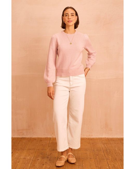 Aspiga Natural Ladies Alpaca Blend Puff Sleeve Wool Mix Jumper