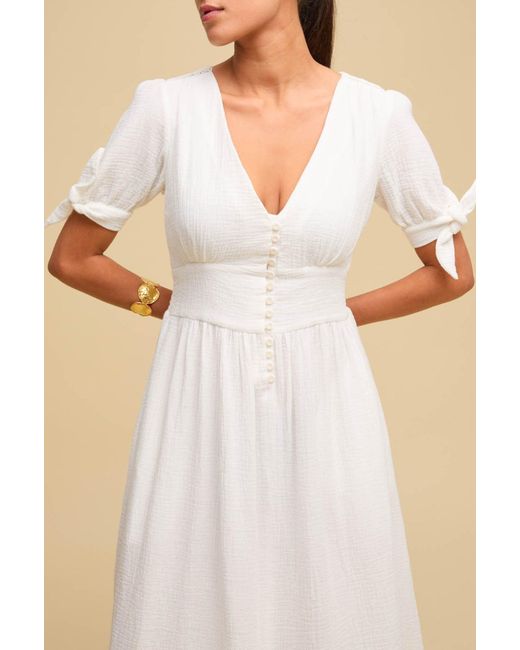 Aspiga Natural Ladies Sustainable Olga Cotton Cheesecloth Dress Summer Short Sleeve