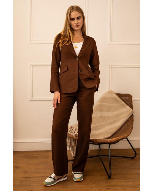 Aspiga Brown Ladies Sustainable Linen Blazer Co-Ord