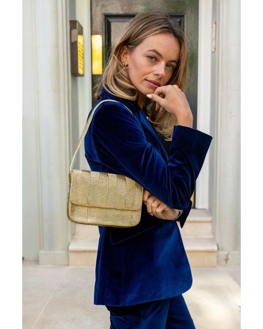 Aspiga Natural Ladies Sustainable Beaded Crossbody Shoulder Bag Jute Stripe