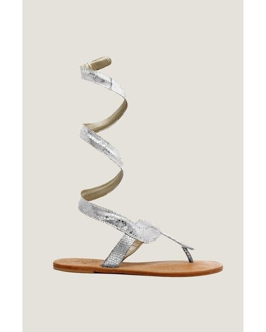 Aspiga Natural Sustainable Ankle Tie Cobra Sandals Leather