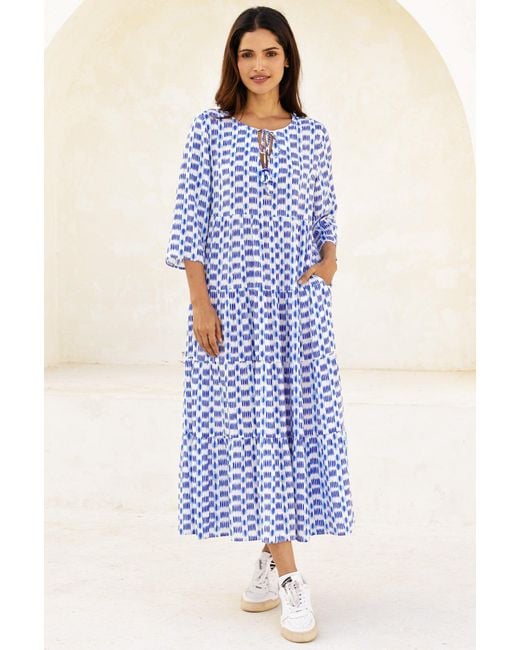 Aspiga Blue Sustainable Emma Midi Dress Ecovero Viscose Printed Summer