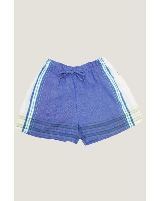 Aspiga Blue Sustainable Kikoy Shorts Summer Holiday Beach Side Stripe