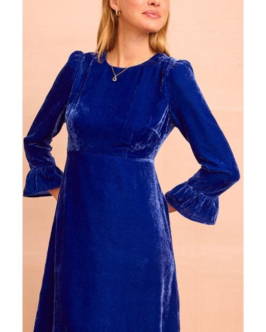 Aspiga Blue Ladies Ethical Victoria Velvet Viscose Dress