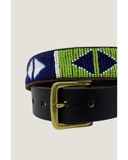 Aspiga Green Sustainable Kenyan Beaded Belt Leather And Glass Beads Triangle