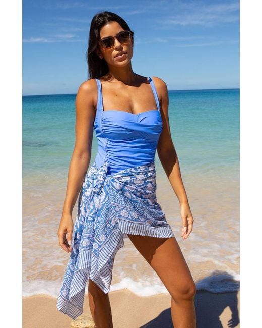 Aspiga Blue Ladies Sustainable Size Sarong Dianthus
