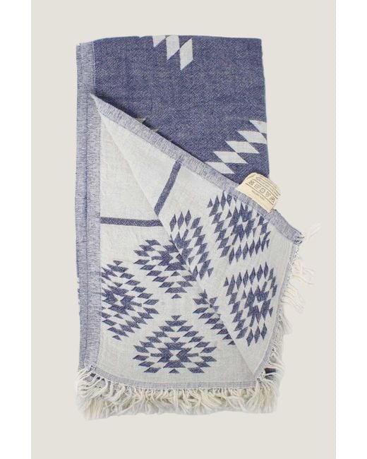 Aelia Anna Blue Aspiga Ladies Sustainable Cotton Pestemal Greek Absorbent Beach Towel