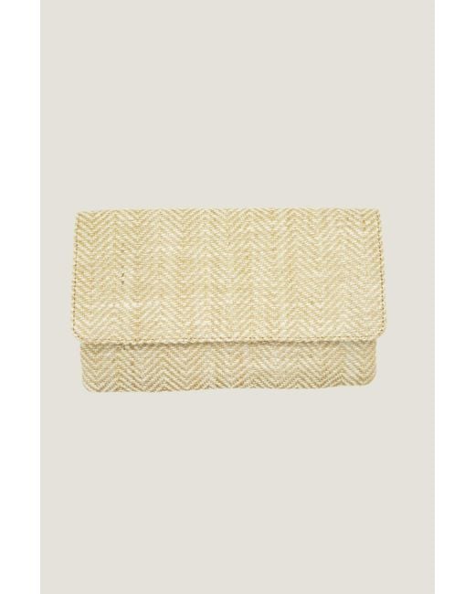 Aspiga Ladies Ethical Heringbone Size Jute Clutch Bag Natural Woven