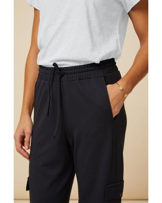 Aspiga Blue Ladies Sustainable Remy Cuffed Drawstring Cargo Trousers Viscose Dark