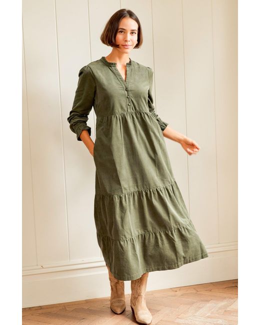 Aspiga Green Sustainable Liv Corduroy Organic Cotton Midi Dress