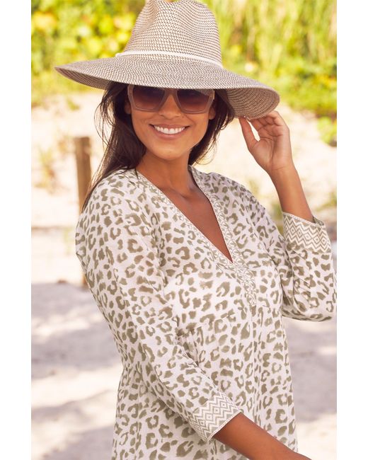 Aspiga White Ladies Sustainable Mykonos Maxi Dress Organic Cotton Summer Holiday Beach Cover Up Soft Cheetah Taupe
